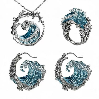 🌊Комплект бижута с мотив на морска вълна — носи романтиката и свободата на океана в себе си