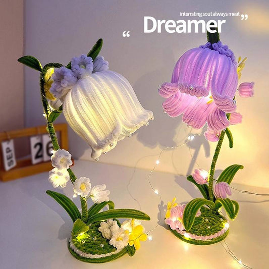 🌸💡DIY комплект от шенилни пръчици – лампа с момина сълза, настолна декоративна лампа