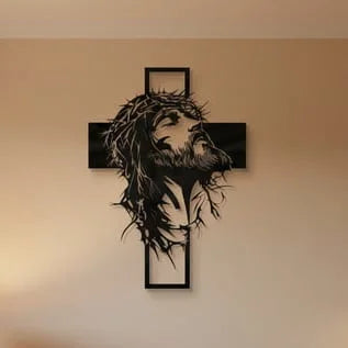 ✝️ Исус и метален кръст за стена: Християнска декорация за дома