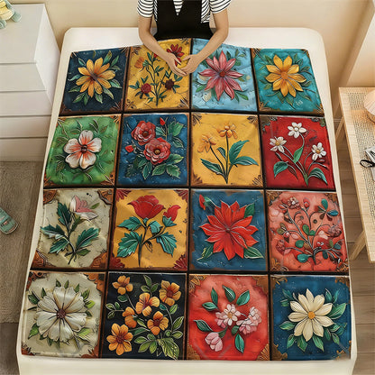 🌼 Топло и меко фланелено одеяло с флорален десен ｜нежно към кожата и задържа топлината｜идеално за дома през есента и зимата 🛋️✨