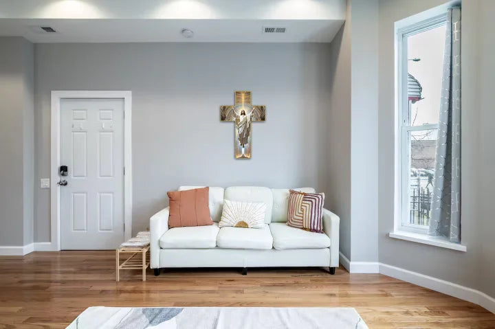 🔥Мега разпродажба в края на годината, спестете до 60%✝ Винтидж дървен стенен кръст с Исус Христос