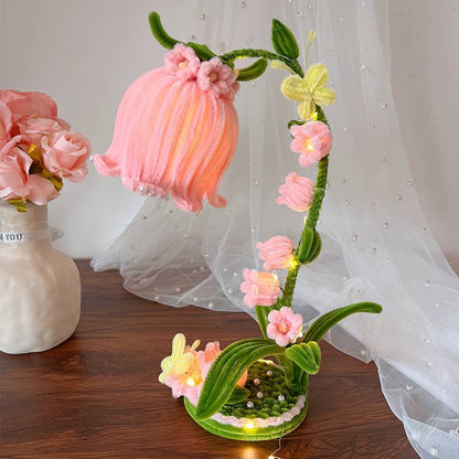 🌸💡DIY комплект от шенилни пръчици – лампа с момина сълза, настолна декоративна лампа