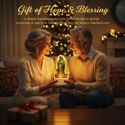 🕊️ Божествена светлина: Нощна лампа с Молитвена Дева Мария✨